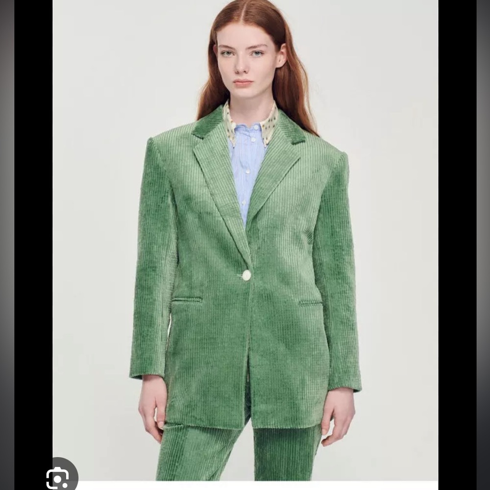 Sandro Lewis Sage Green Corduroy Blazer - NWT Size Large